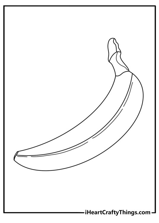 Simple banana coloring page outline with one curved fruit and a clean background