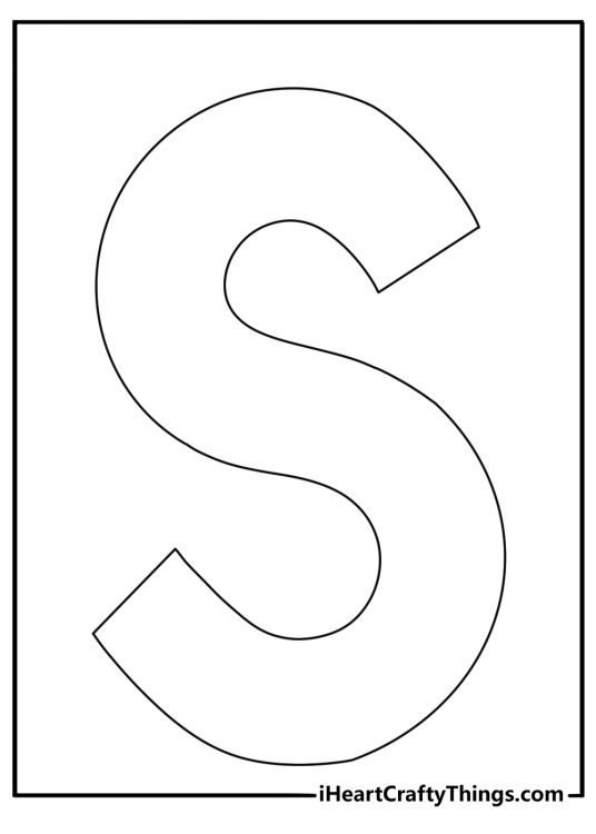 Simple capital letter S with thick outline easy alphabet coloring page for preschool