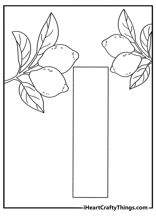 Simple lowercase _ coloring page with a lemon tree branch