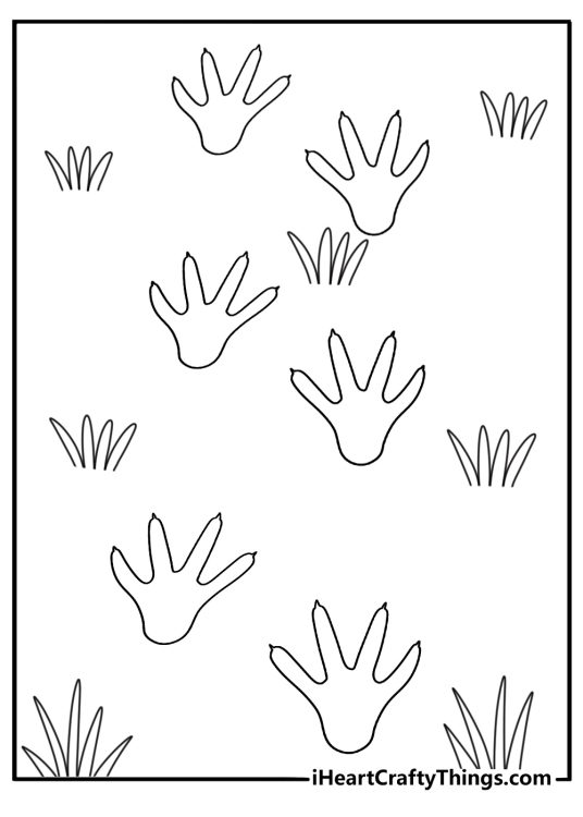 Simple mouse coloring sheet with a mouse paw print and long tail