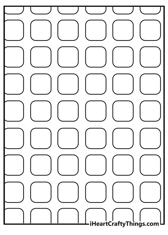 Simple stress relief coloring page with rounded square pattern