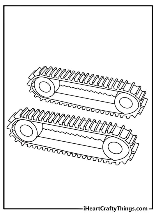Simple tank coloring page with tank tracks and large road wheels