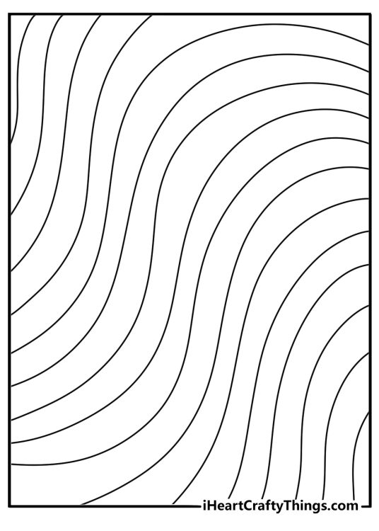 Simple zentangle coloring page with curved stripe waves