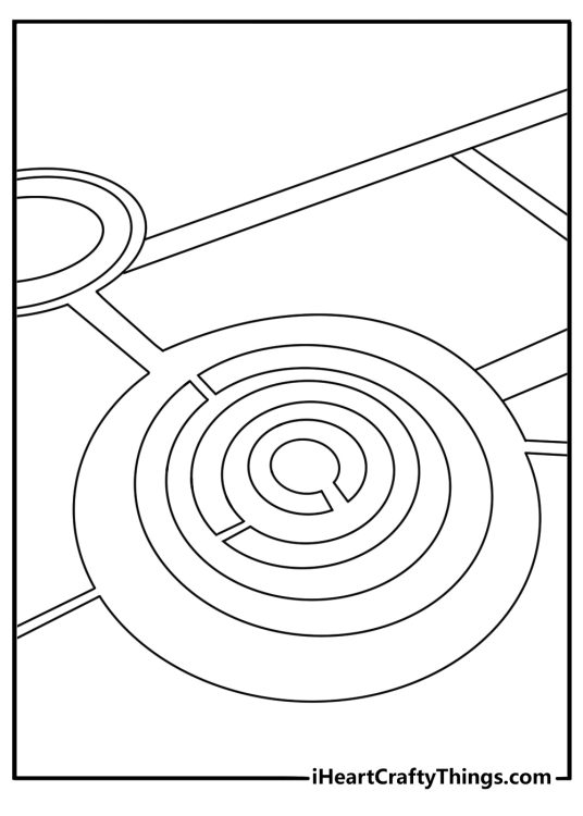 Strange crop circles fill a farm field in this detailed UFO coloring page