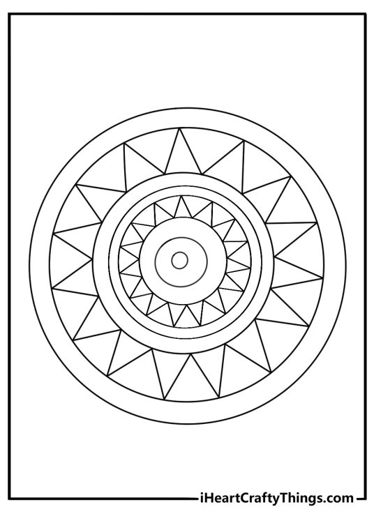 Stress relief coloring pages for adults mandala with soft rings