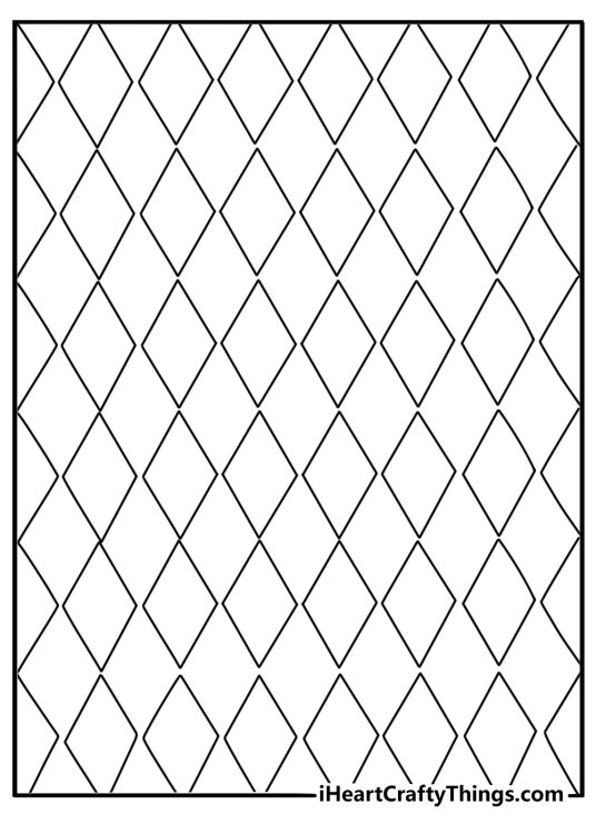 Stress relief coloring pages pdf with repeating diamond shapes