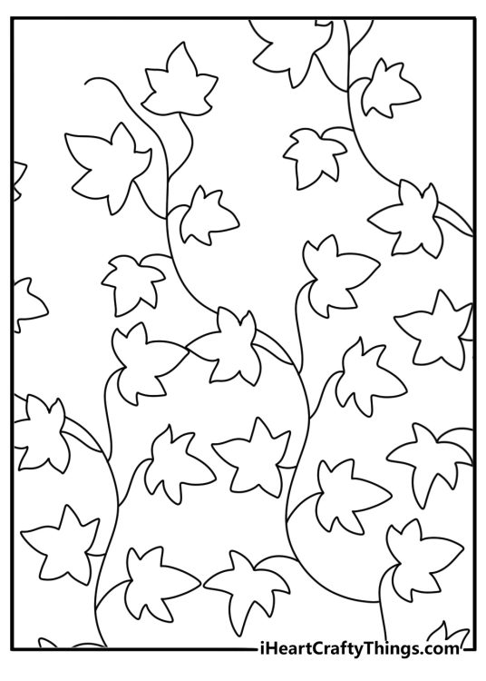 Stress relief coloring pages printable with ivy vine pattern