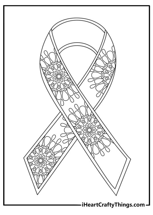 Stress relief mental health coloring page with flowing ribbons