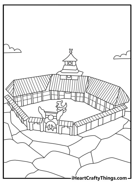 The Monastery of Spinjitzu fills this simple LEGO coloring page