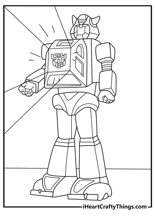 Transformers one Bumblebee coloring page with glowing chest core design
