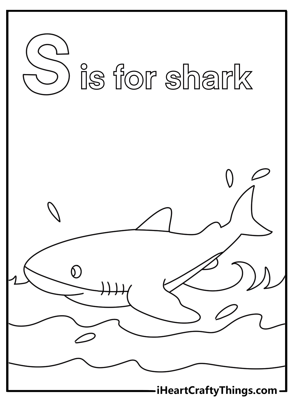 Untitled S is for shark swimming in ocean waves fun coloring page 2 5
