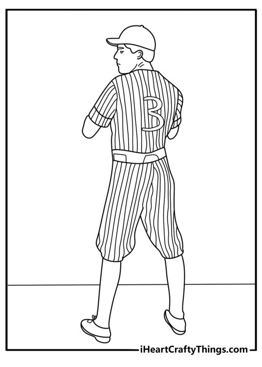 Vintage baseball uniform with belt and stirrup socks coloring page