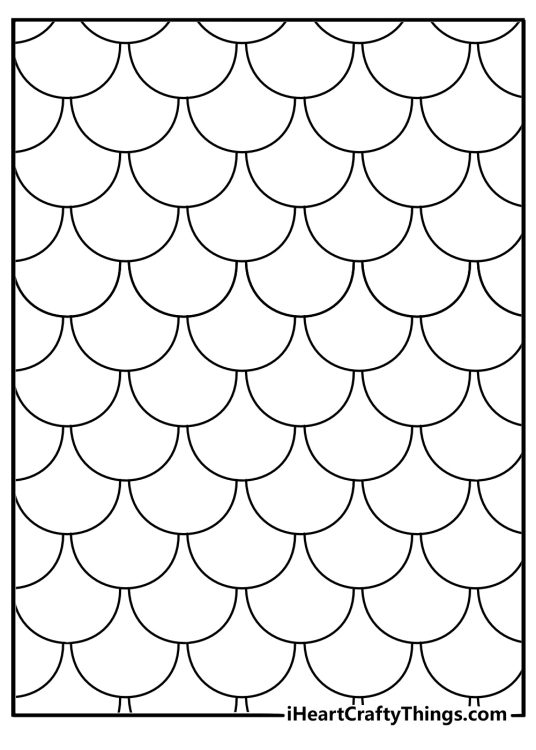 Zentangle coloring pages for adults with fish scale pattern