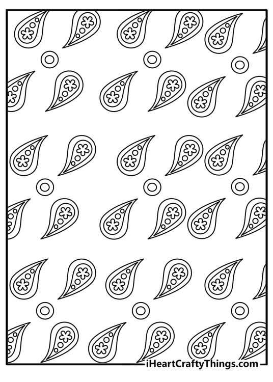 Zentangle coloring pages pdf with abstract paisley shapes