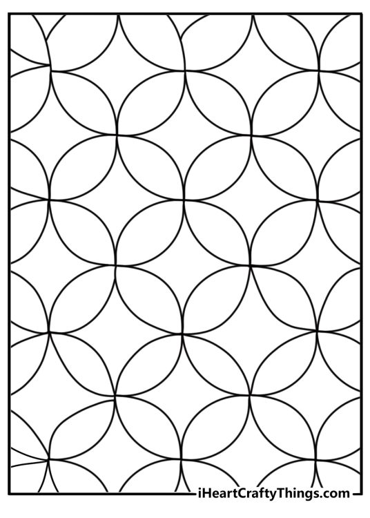 Zentangle coloring sheet with geometric grid and curved segments