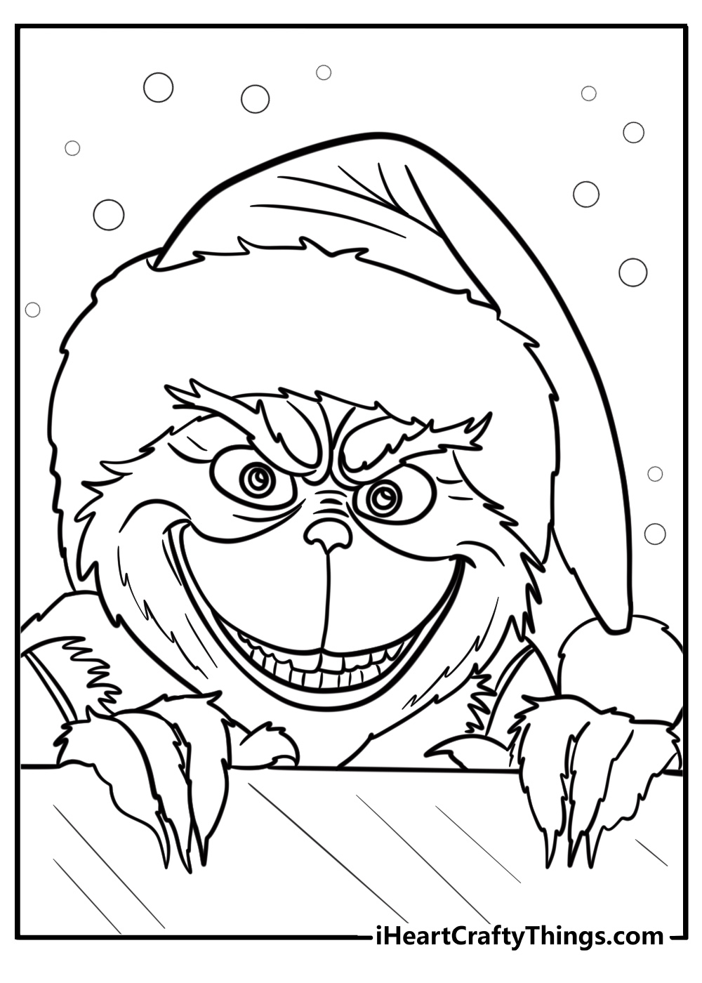 Fun grinch with a mischievous grin printable coloring sheet