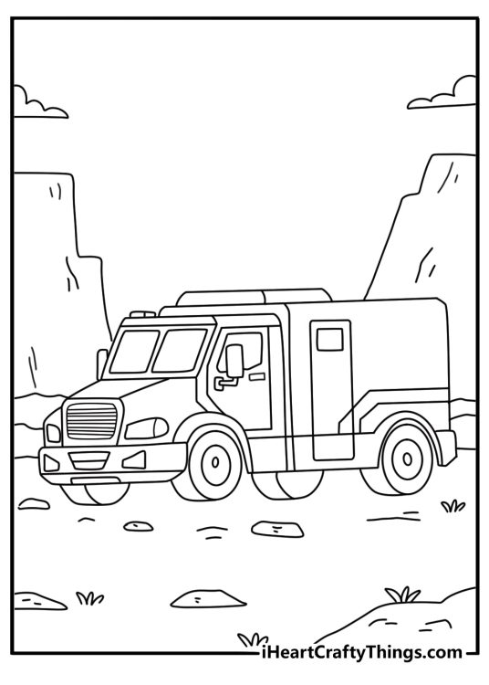 armored truck coloring page for kids