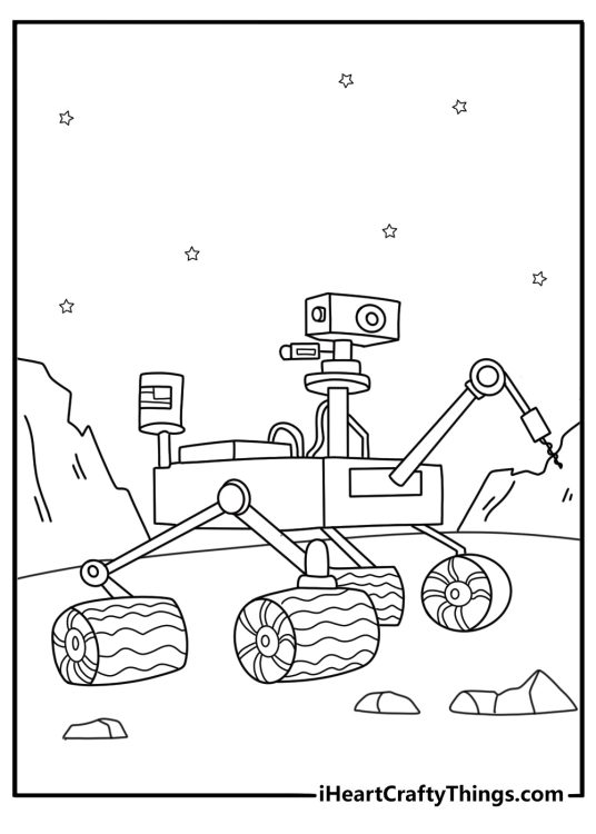 astronaut coloring picture guiding a mars rover near a rocky hill pdf download