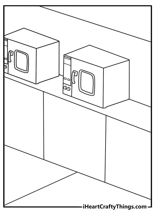 astronaut coloring sheet operating a 3d printer inside a science lab for kids