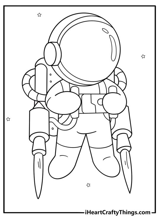 astronaut download coloring page testing a jetpack maneuvering unit in open space