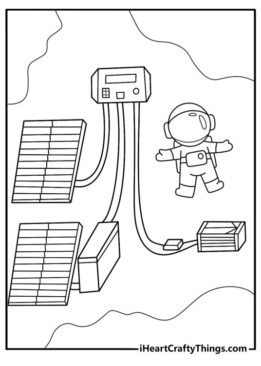 astronaut printable pdf checking a large solar panel array with a tool bag for adults