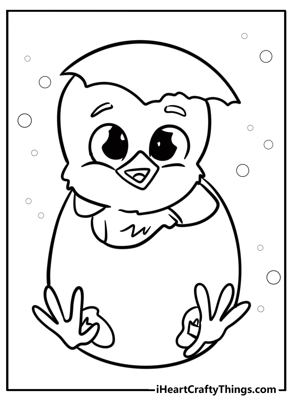 Baby chick hatching from an egg fun coloring sheet