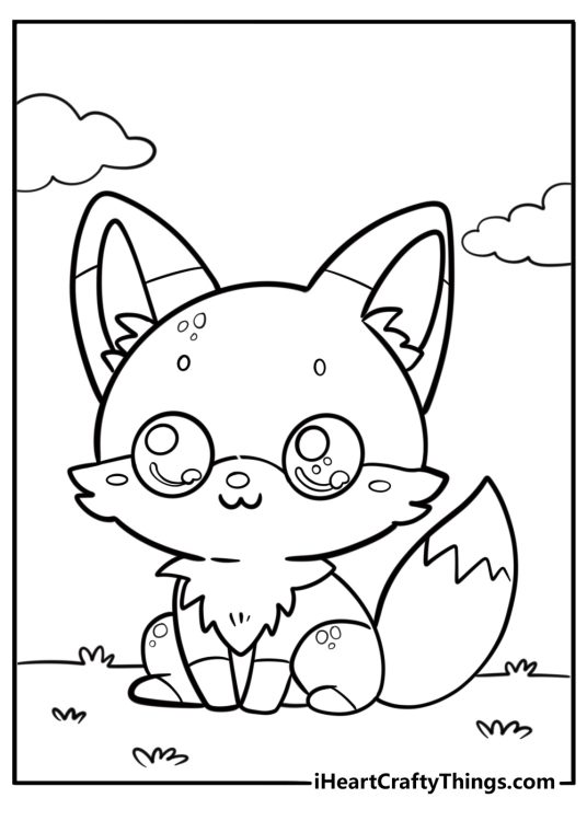 Baby fox coloring page