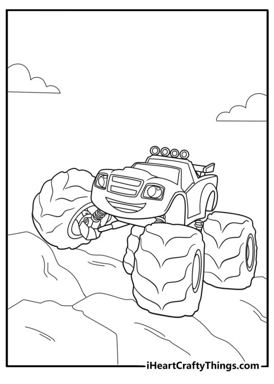 blaze climbing a steep hill easy coloring page