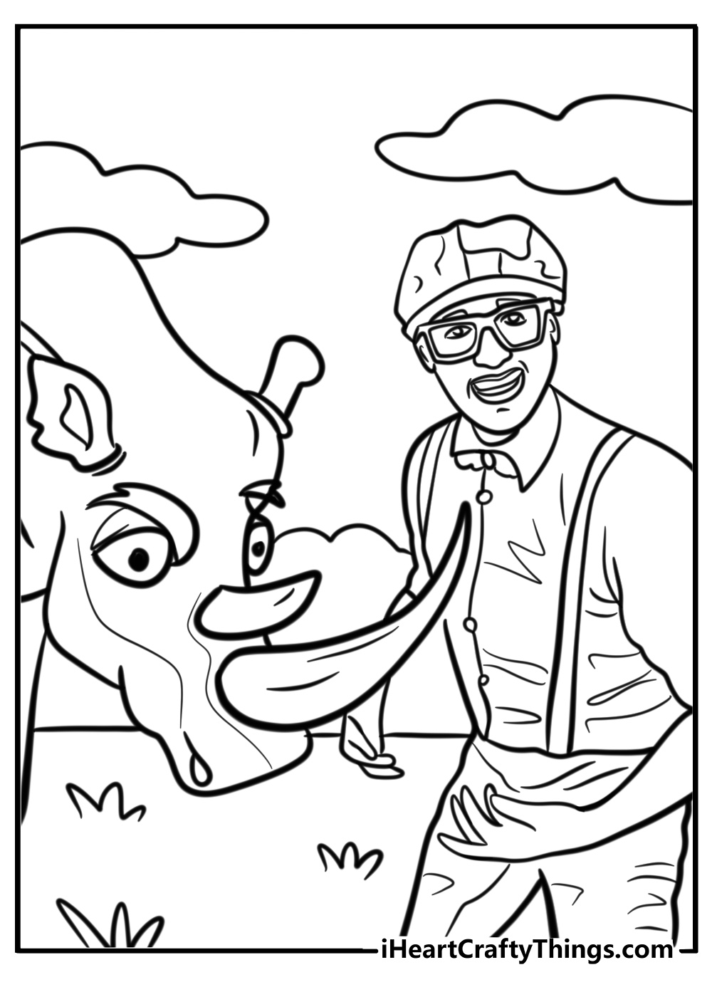 Blippi playing with animals fun coloring sheet for kids