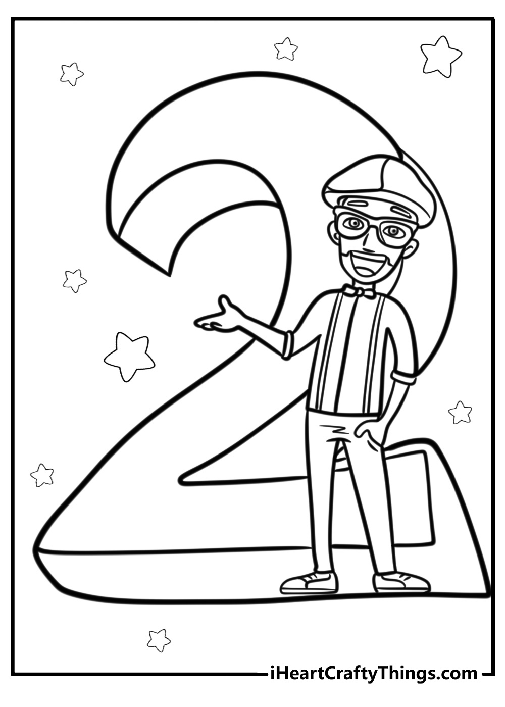 Blippi teaching about numbers free coloring page pdf