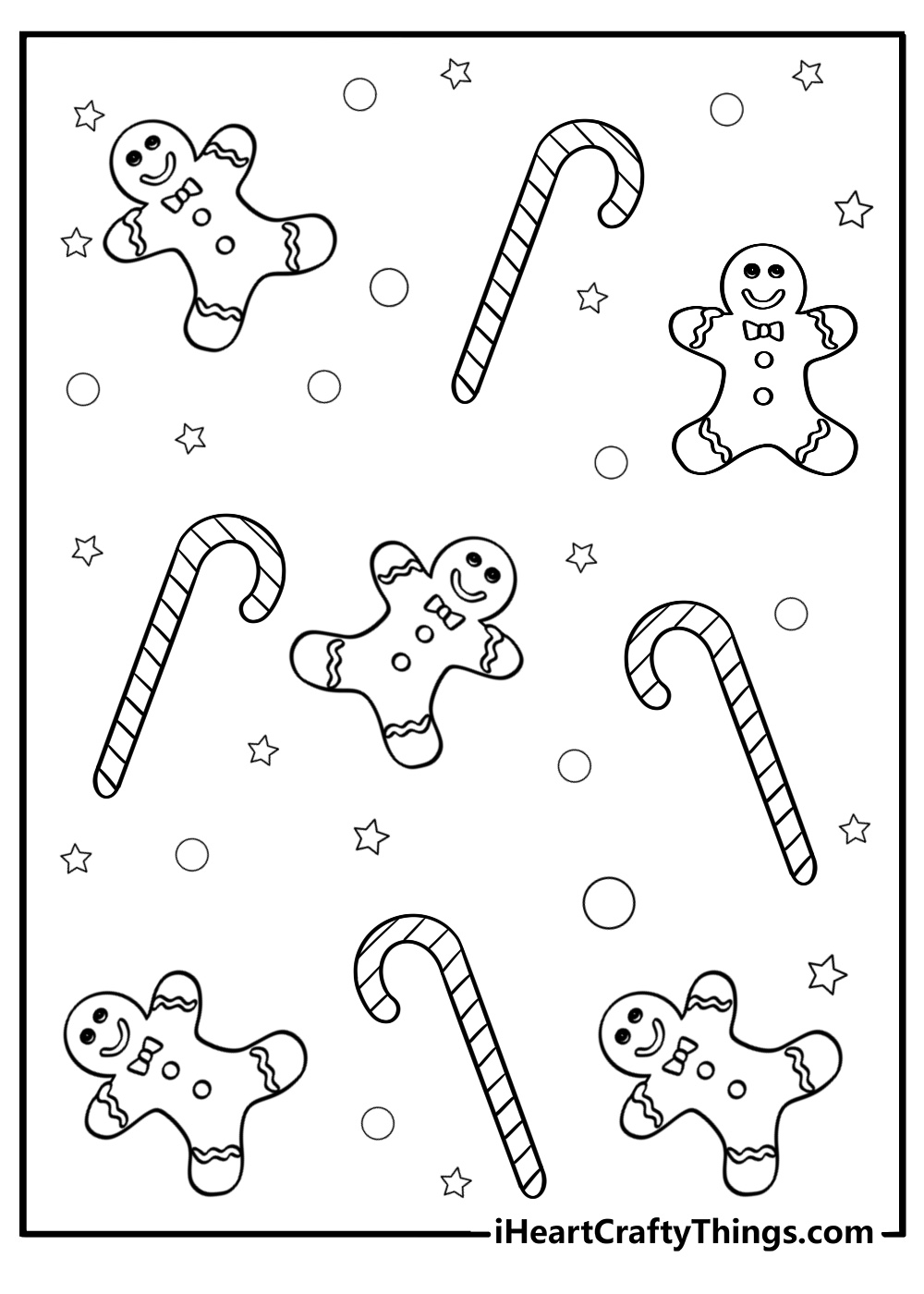 Candy cane and gingerbread cookies free coloring page