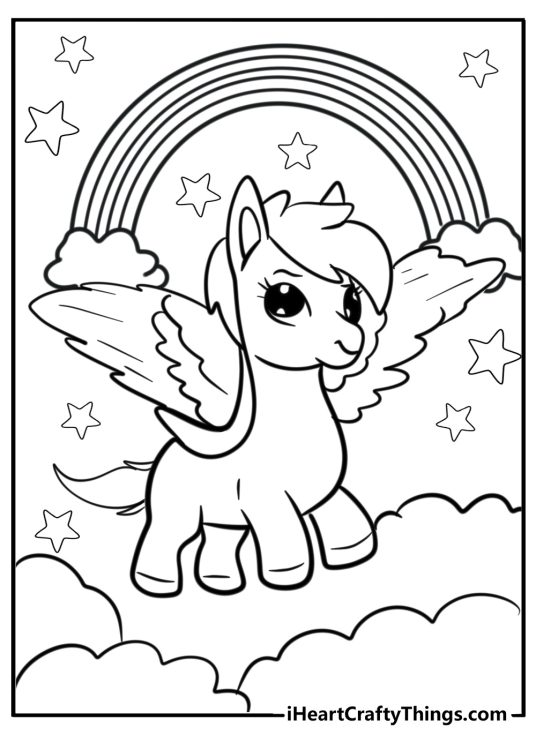 Chibi pegasus coloring page for preschoolers