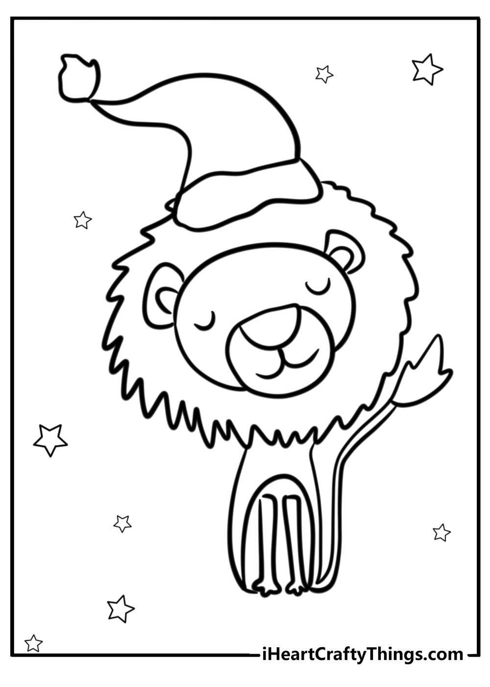 Christmas lion coloring page