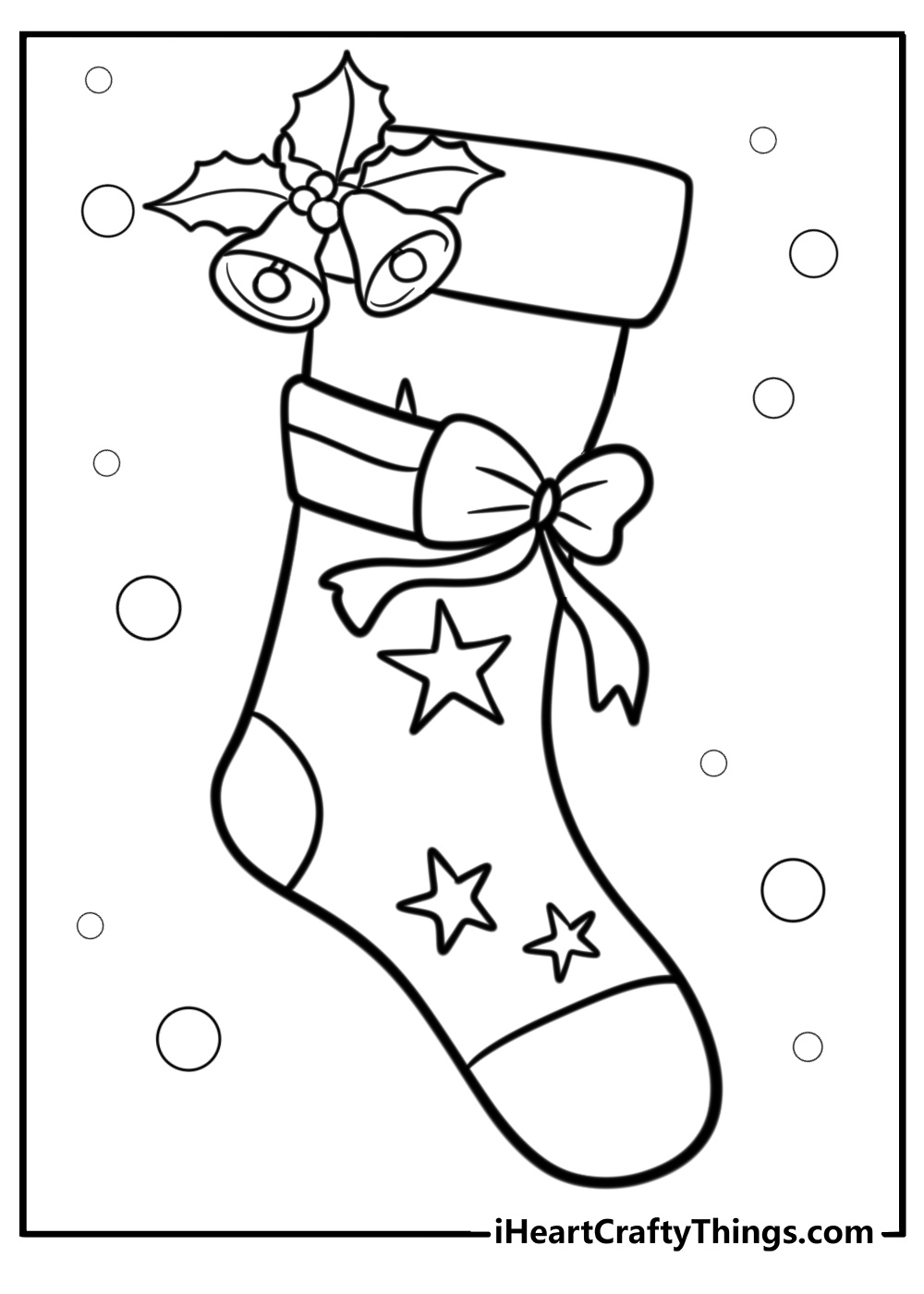 Christmas stocking with bells and ribbons detailed sheet