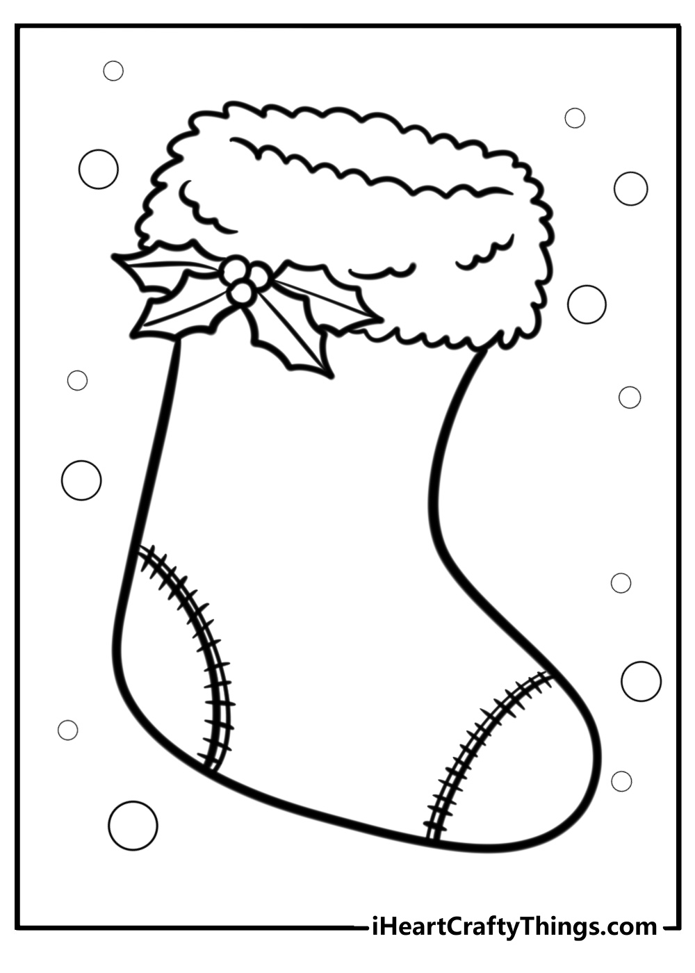 Christmas stocking with holly and berries printable sheet