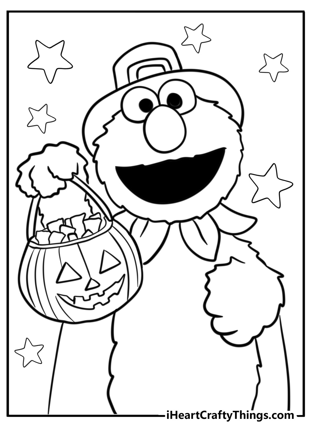 Coloring page of halloween themed elmo