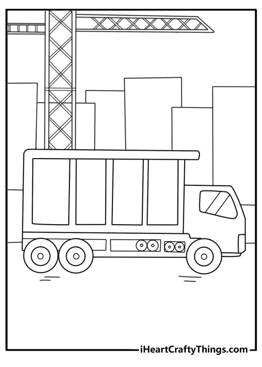 construction truck coloring activity page