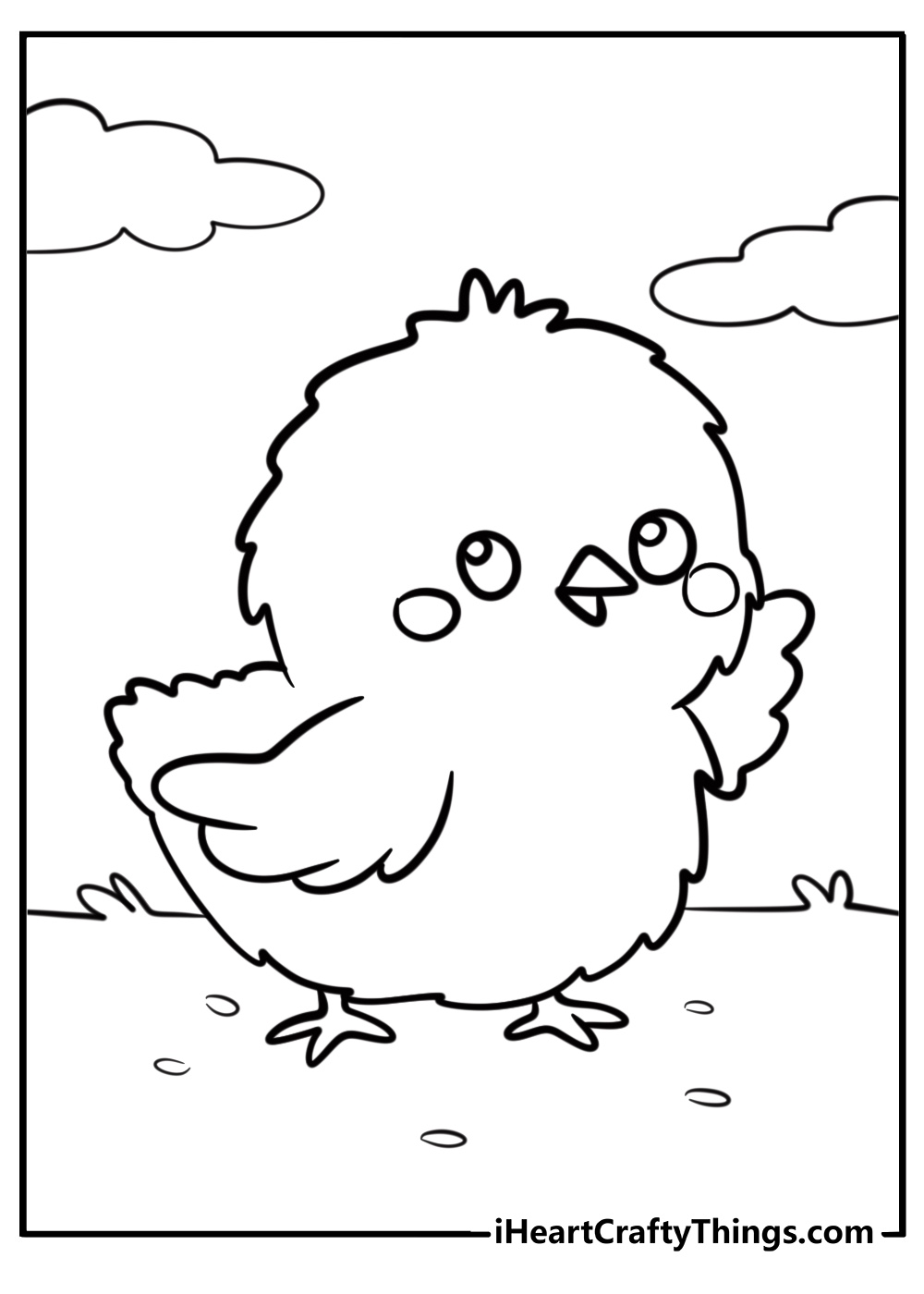 Cute baby chick detailed coloring sheet