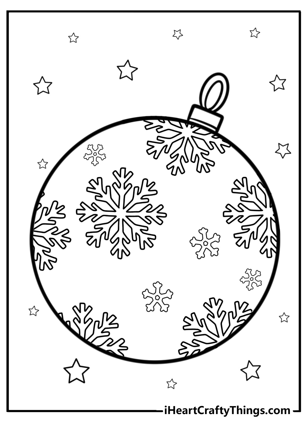 Detailed christmas ornament with snowflakes coloring sheet