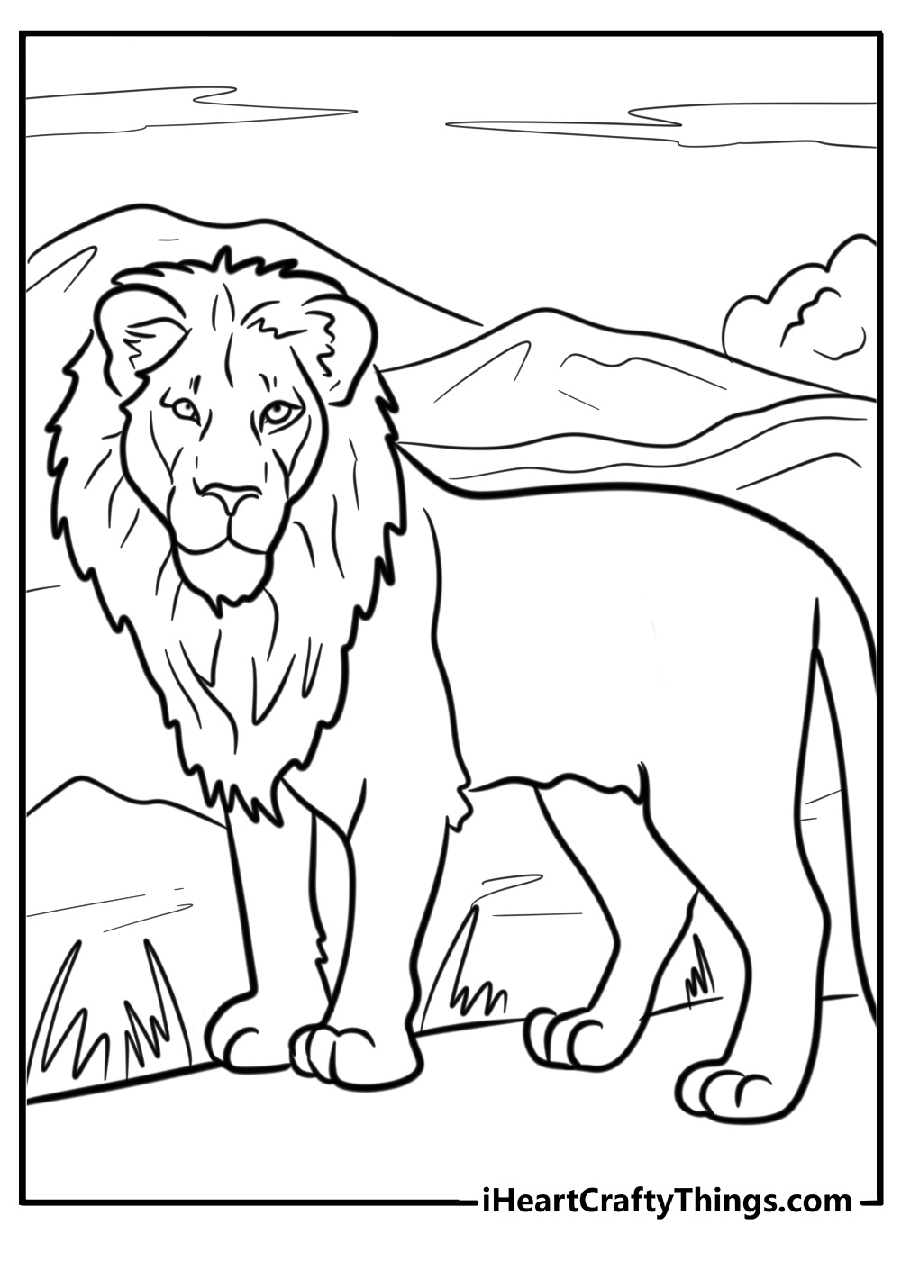 Detailed lion coloring pages