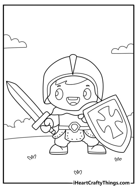 easy knight printable for kids chibi style