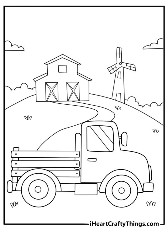 farm truck coloring page for children