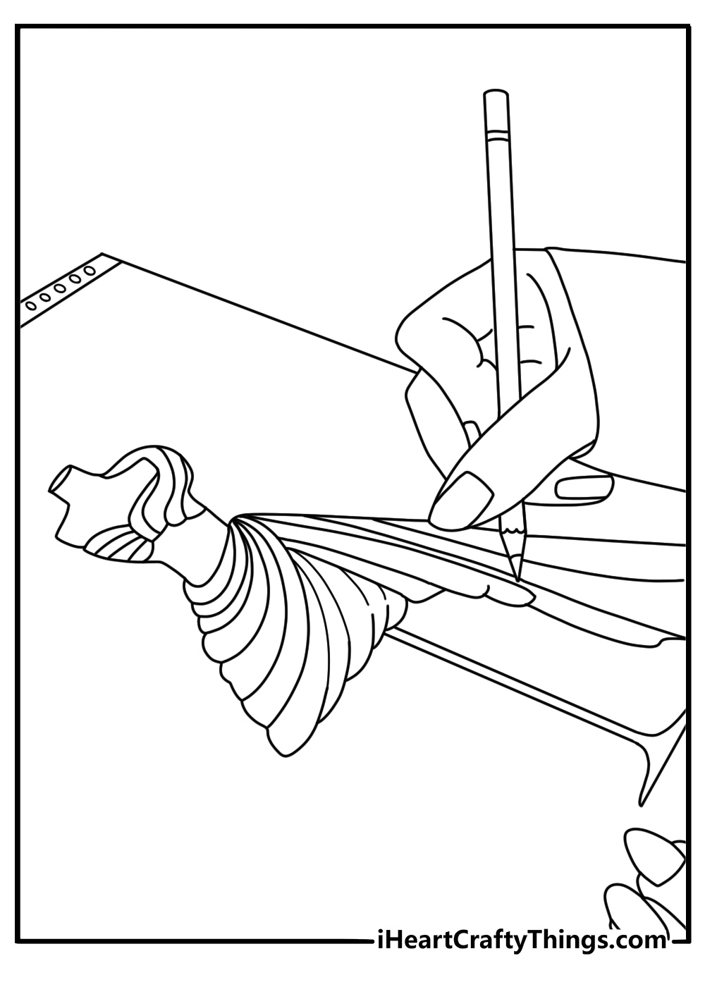 fashion designer sketching gown in sketchbook coloring page for adults