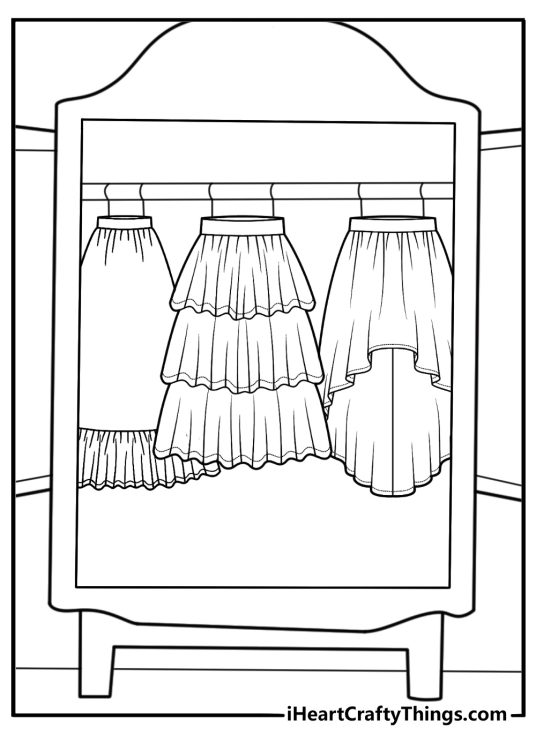 fashion stylist mixin outfits on clothing rack coloring page for teens printable