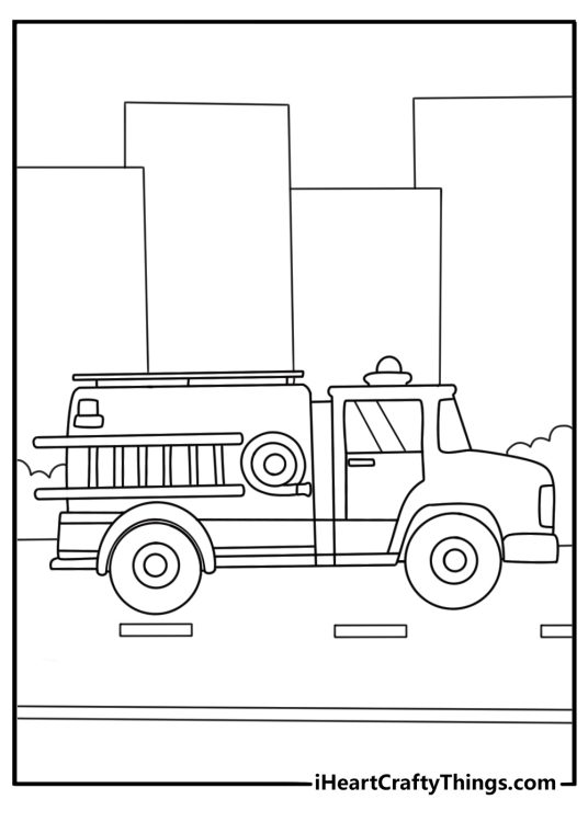 fire truck action coloring sheet
