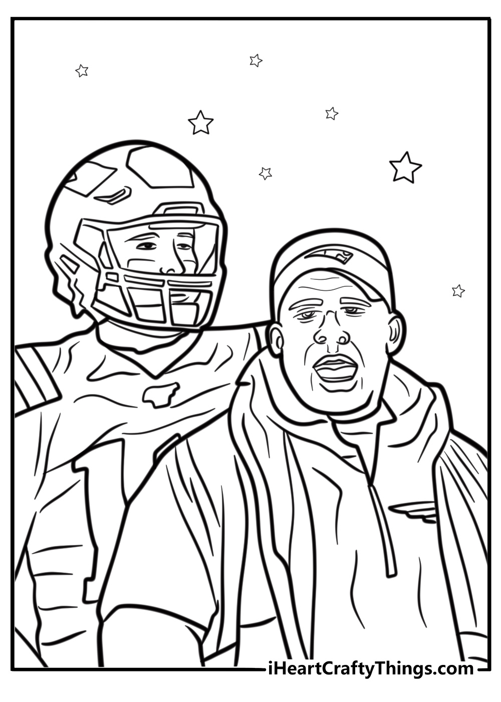 Football coach giving instructions detailed coloring sheet