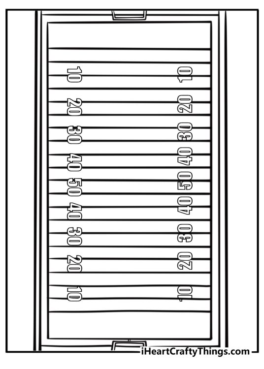 Football field with end zones and yard lines coloring page