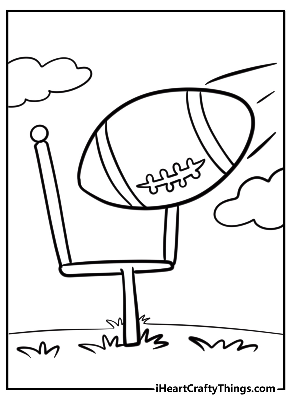 Football flying through the air detailed coloring sheet