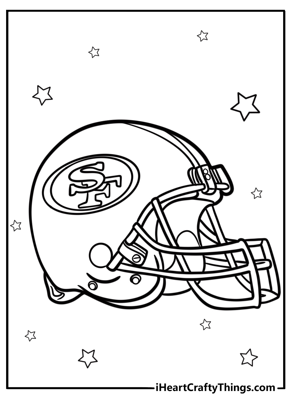 Football helmet with team logo free coloring page pdf