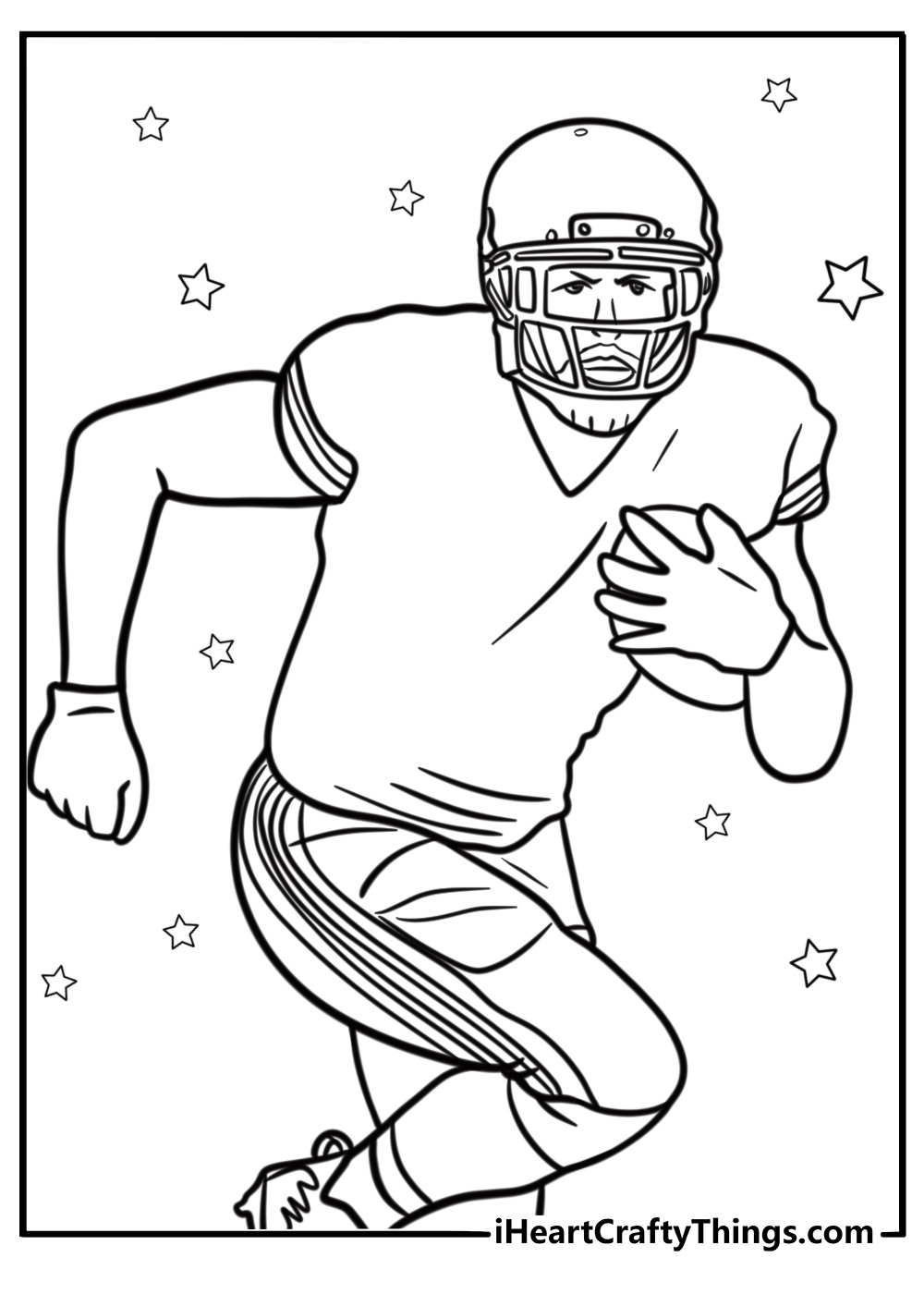 Football player running with the ball coloring page for kids